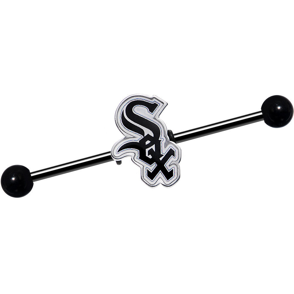 Licensed MLB Black Anodized Chicago White Sox Industrial Barbell 38mm
