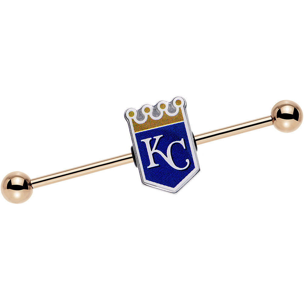 Licensed MLB Gold Anodized Kansas City Royals Industrial Barbell 38mm