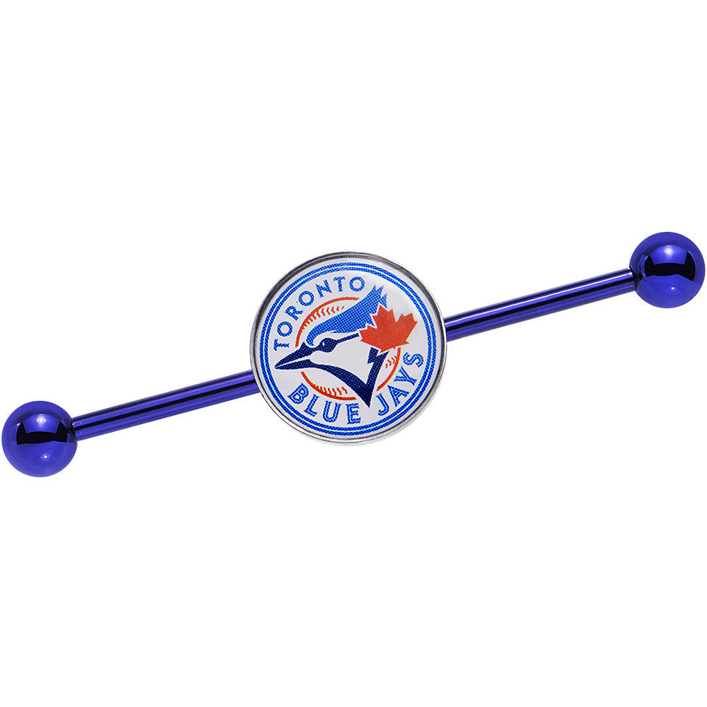 Licensed MLB Blue Anodized Toronto Blue Jays Industrial Barbell 38mm