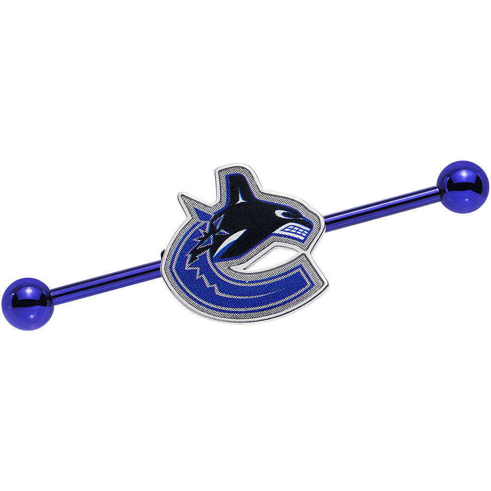 Licensed NHL Blue Anodized Vancouver Canucks Industrial Barbell 38mm