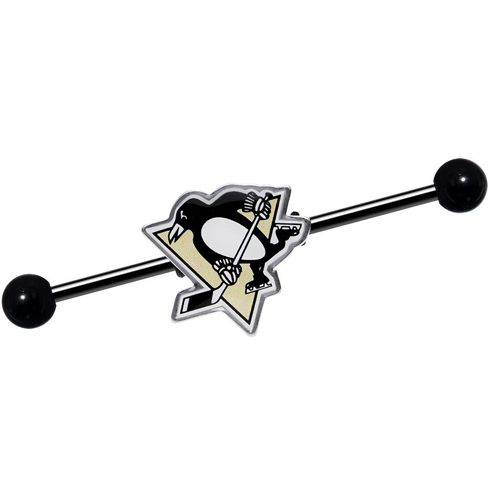 Licensed NHL Black Pittsburgh Penguins Industrial Barbell 38mm