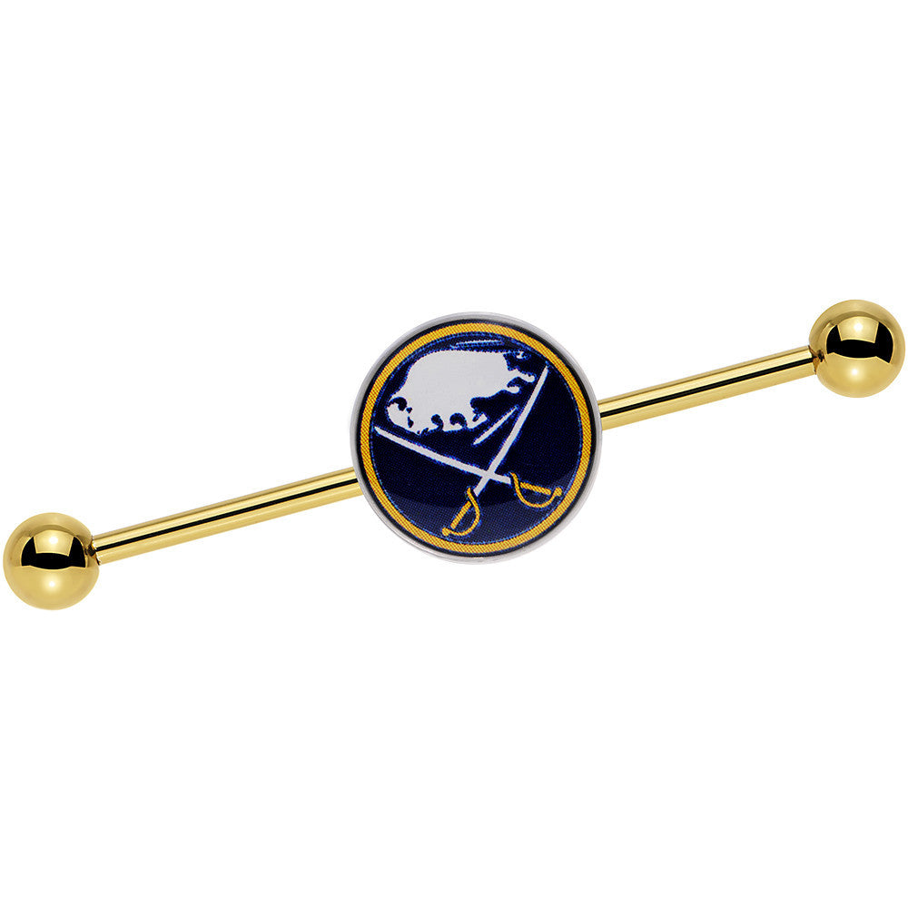 Licensed NHL Gold Anodized Buffalo Sabres Industrial Barbell 38mm