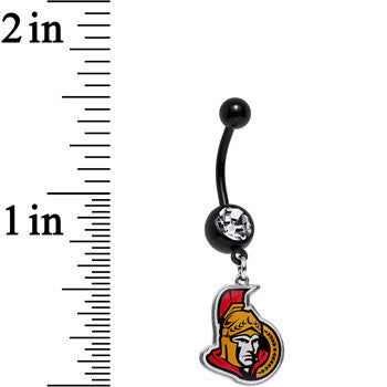 Licensed NHL Clear Gem Black Anodized Ottawa Senators Belly Ring