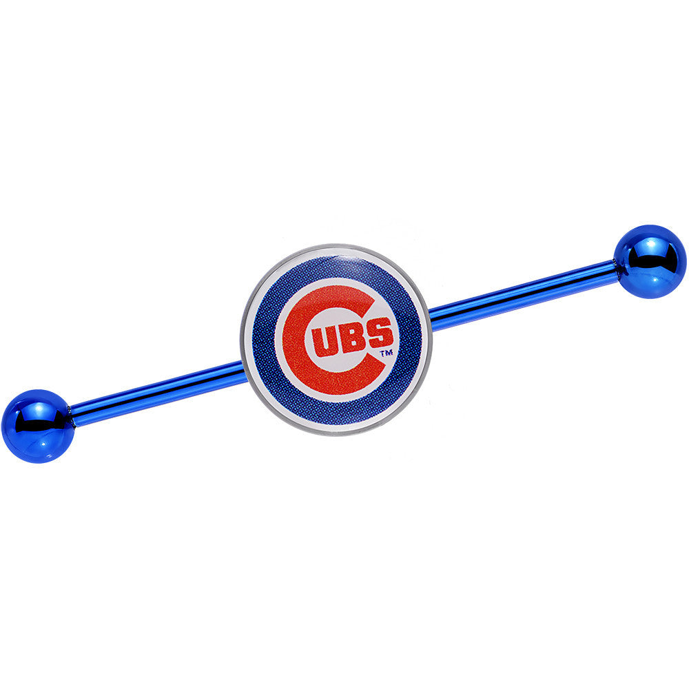 Licensed MLB Blue Anodized Chicago Cubs Industrial Barbell 38mm