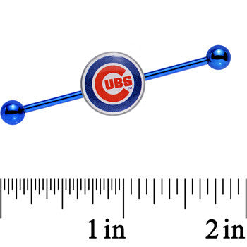 Licensed MLB Blue Anodized Chicago Cubs Industrial Barbell 38mm