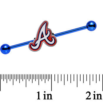 Licensed MLB Blue Anodized Atlanta Braves Industrial Barbell 38mm