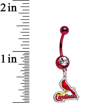 Licensed MLB Clear Gem Red Anodized St Louis Cardinals Belly Ring