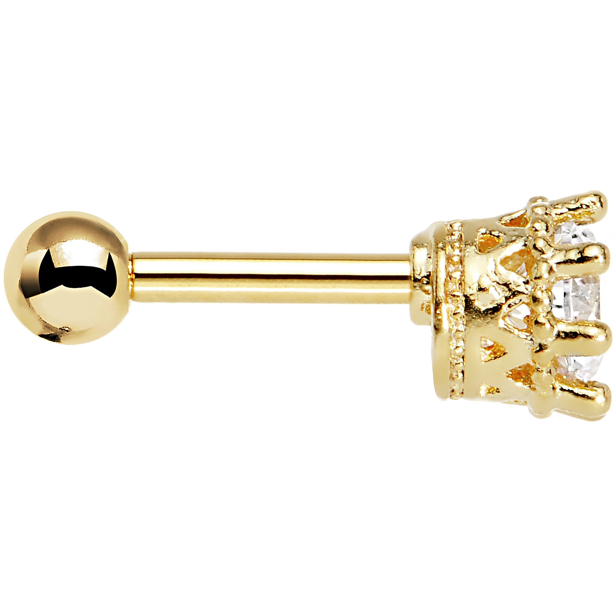 14k Gold Plated Clear CZ Classic Prong Tragus Cartilage Earring 1/4