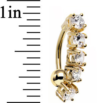 Clear Cubic Zirconia Plated Cinco Top Mount Belly Ring