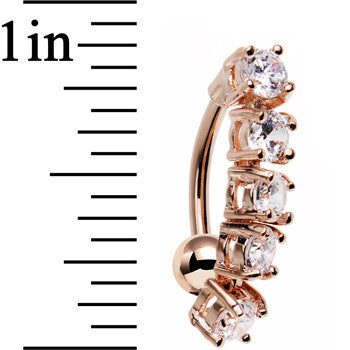 Clear Cubic Zirconia Rose Gold Plated Cinco Top Mount Belly Ring