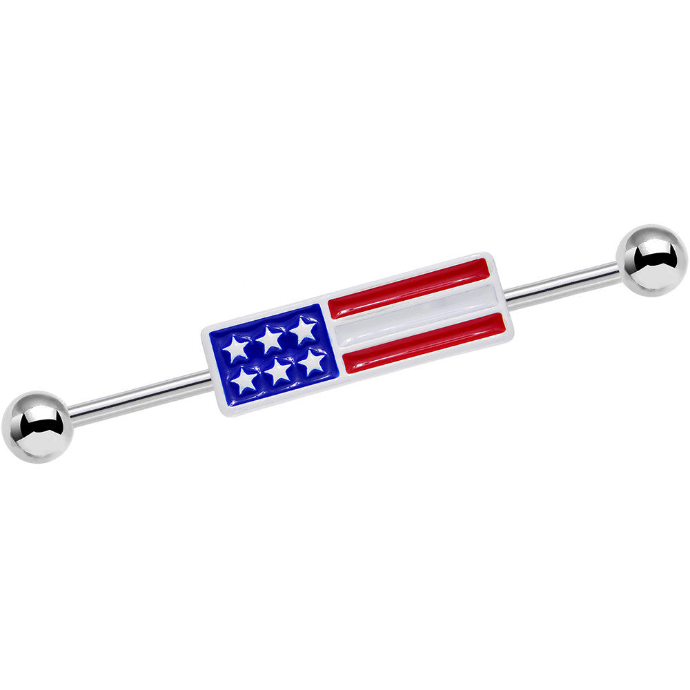 14 Gauge USA All Day American Flag Industrial Barbell 38mm