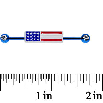 Clear Gem Blue USA All Day American Flag Industrial Barbell 38mm