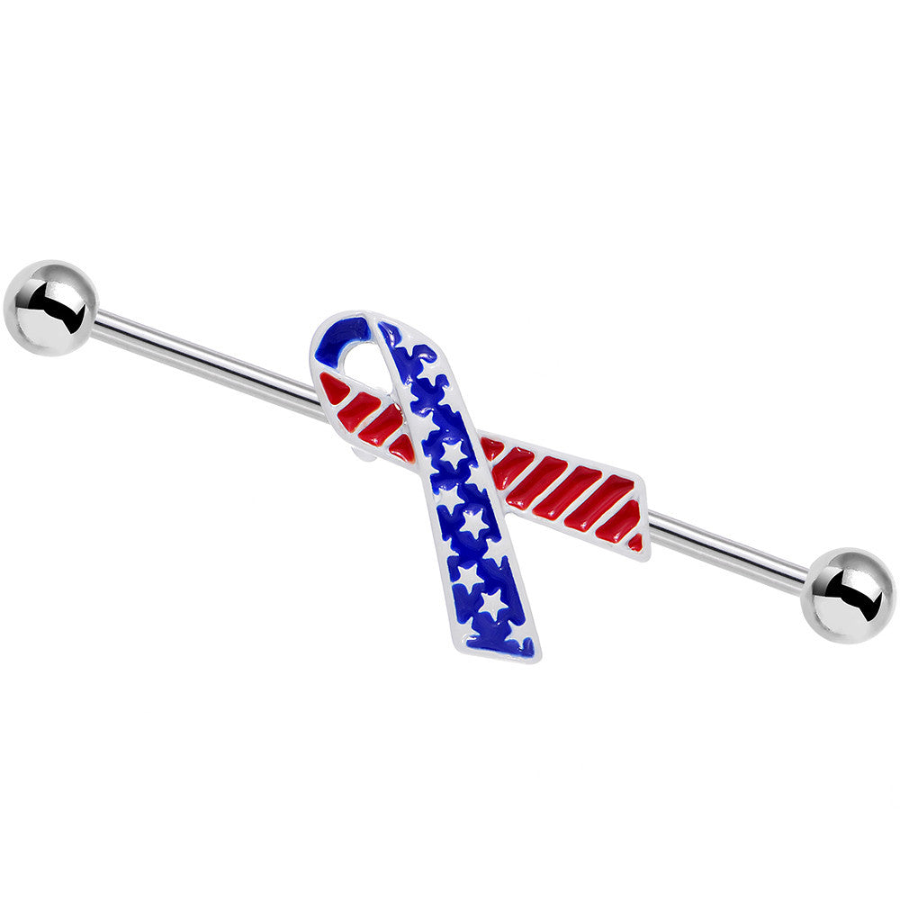 USA American Flag Red White Blue Cause Ribbon Industrial Barbell 38mm