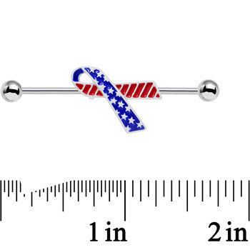 USA American Flag Red White Blue Cause Ribbon Industrial Barbell 38mm