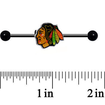 Licensed NHL Black Chicago Blackhawks Logo Industrial Barbell 38mm