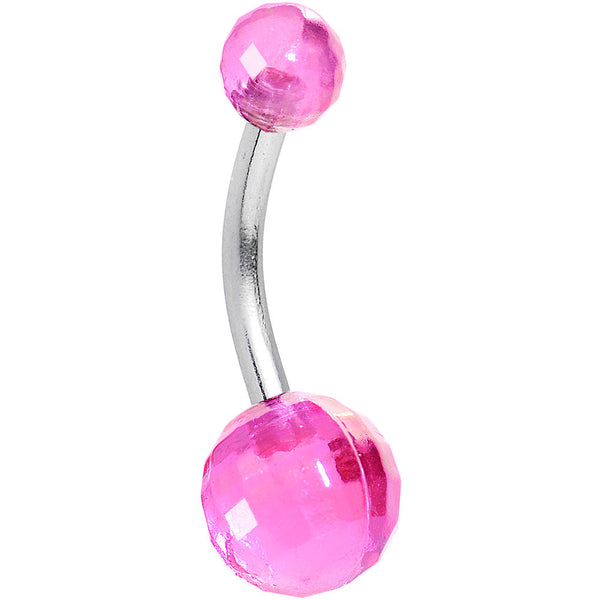 Pink Acrylic Big Bottom Disco Ball Basic Belly Ring