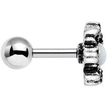 16G 1/4 White Synthetic Opal Rose Flower Tragus Cartilage Earring