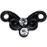 16 Gauge 1/4 Clear Gem Black Steel Swirly Butterfly Cartilage Earring