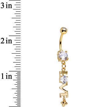Clear Gem Gold Anodized Lots of Love Dangle Belly Ring