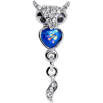 16 Gauge 1/4 Blue Faux Opal Heart of an Owl Dangle Cartilage Earring