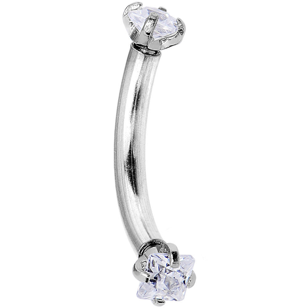 16G 5/16 Clear 2mm CZ Steel Internally Threaded Eyebrow Ring