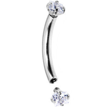 16G 5/16 Clear 2mm CZ Steel Internally Threaded Eyebrow Ring