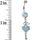 Aqua Gem Have a Heart Hold the Key Dangle Belly Ring