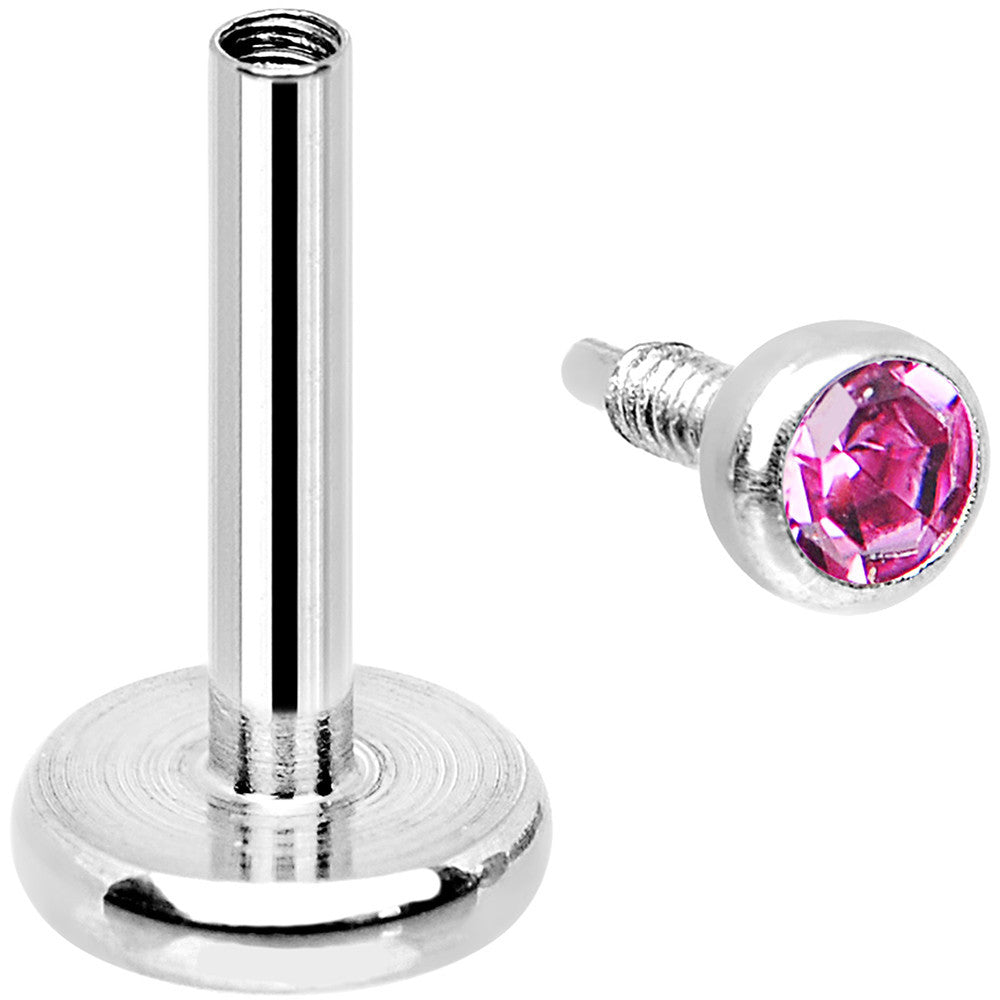 18G 1/4 Pink 2mm CZ Gem Internally Threaded Cartilage Earring