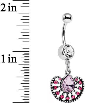 Pink Gem Fantastic Fancy Fan Dangle Belly Ring