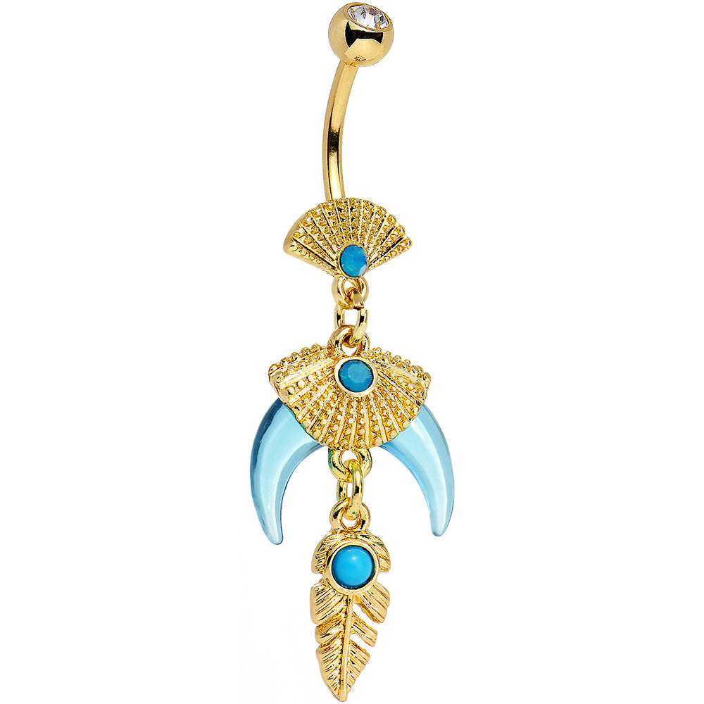 Faux Turquoise Gold PVD Phoenicia Dangle Belly Ring