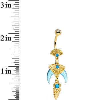 Faux Turquoise Gold PVD Phoenicia Dangle Belly Ring
