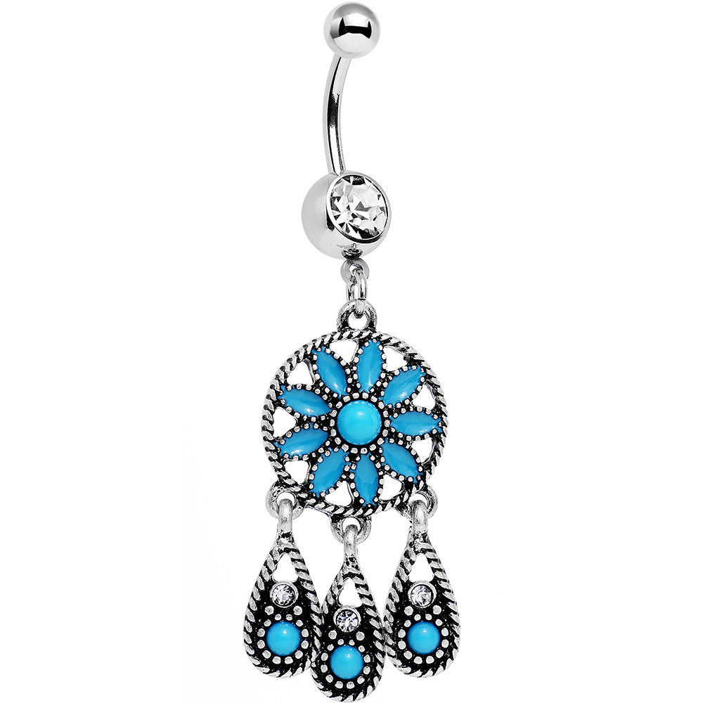 Faux Turquoise Dreamy Southwest Dreamcatcher Dangle Belly Ring