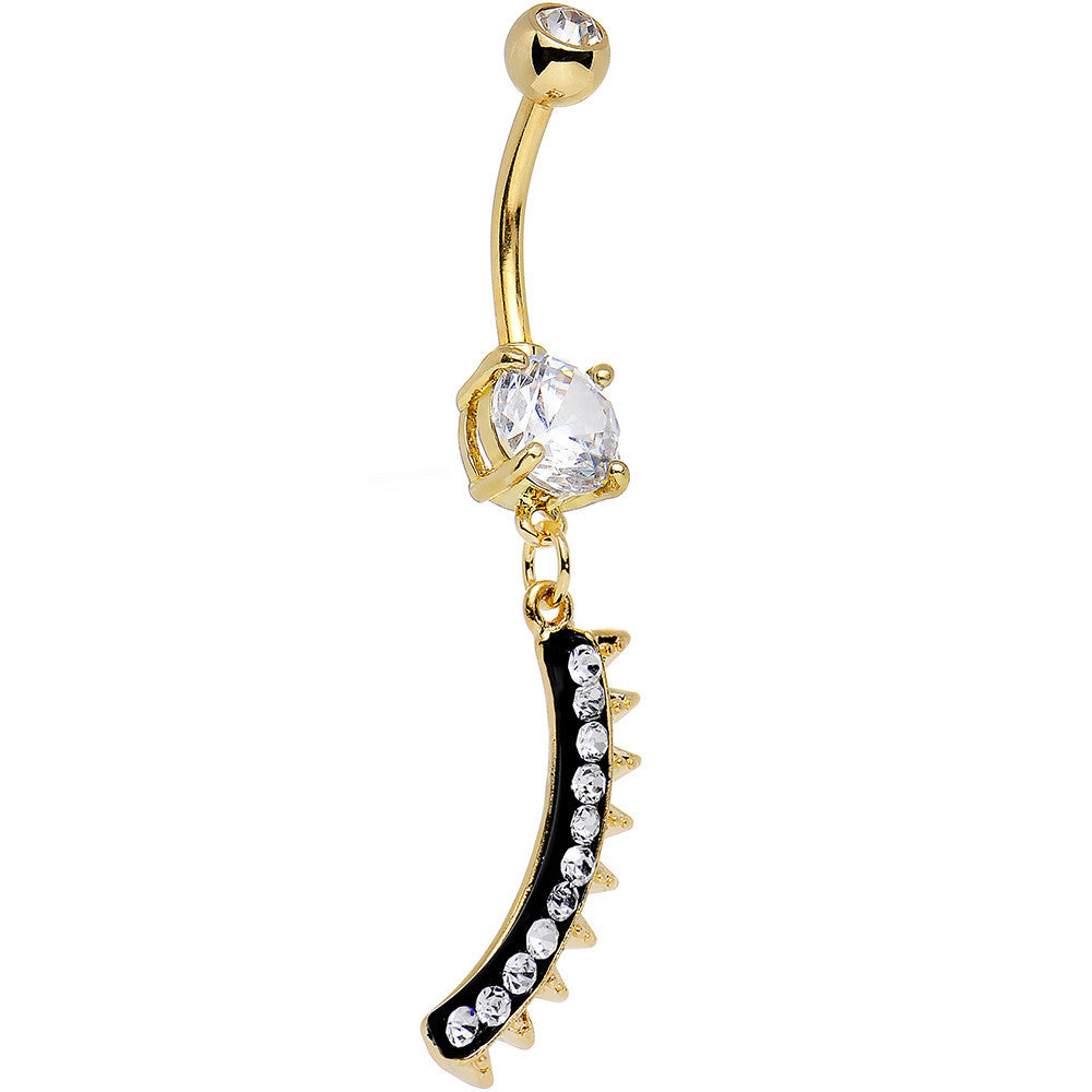 Clear Gem Gold Anodized Euclidian Strip Dangle Belly Ring