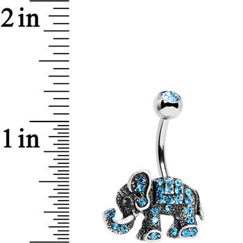 Aqua Gem Lucky Little Elephant Belly Ring