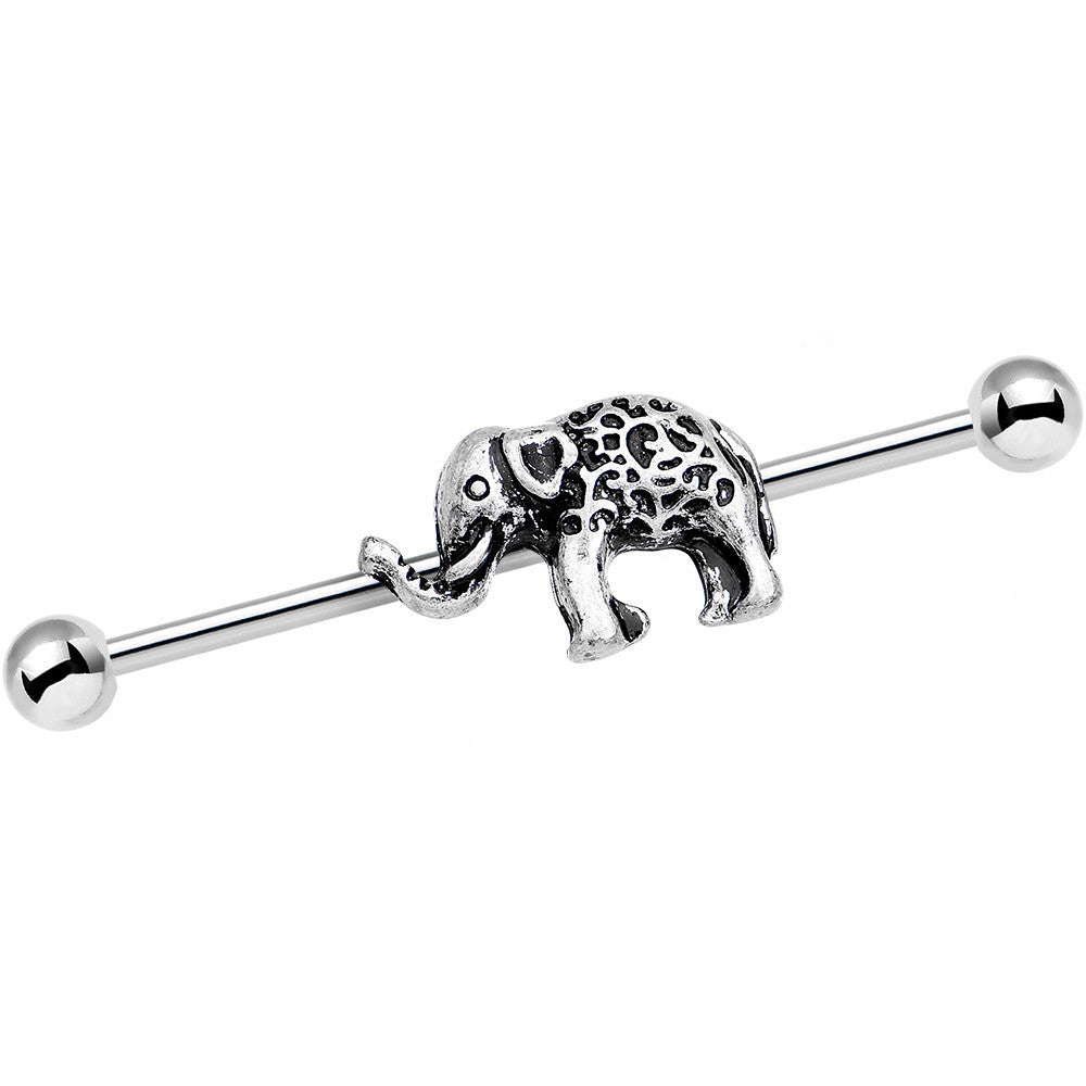 14 Gauge Stainless Steel Wise as an Elephant Industrial Barbell 38mm