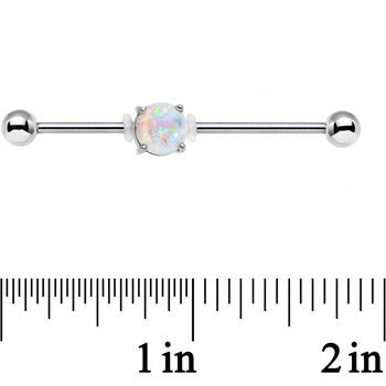 14 Gauge White Faux Opal Opulence Industrial Barbell 38mm