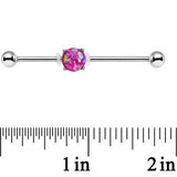 14 Gauge Pink Faux Opal Opulence Industrial Barbell 38mm