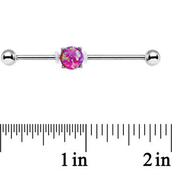 14 Gauge Pink Faux Opal Opulence Industrial Barbell 38mm