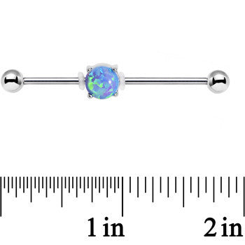 14 Gauge Blue Faux Opal Opulence Industrial Barbell 38mm