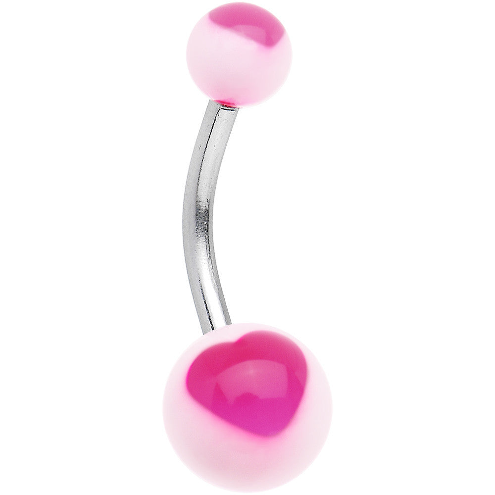 White UV Acrylic Party Pink Hearts Belly Ring