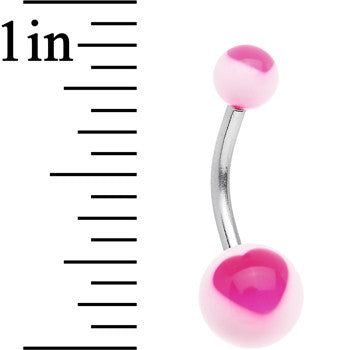 White UV Acrylic Party Pink Hearts Belly Ring