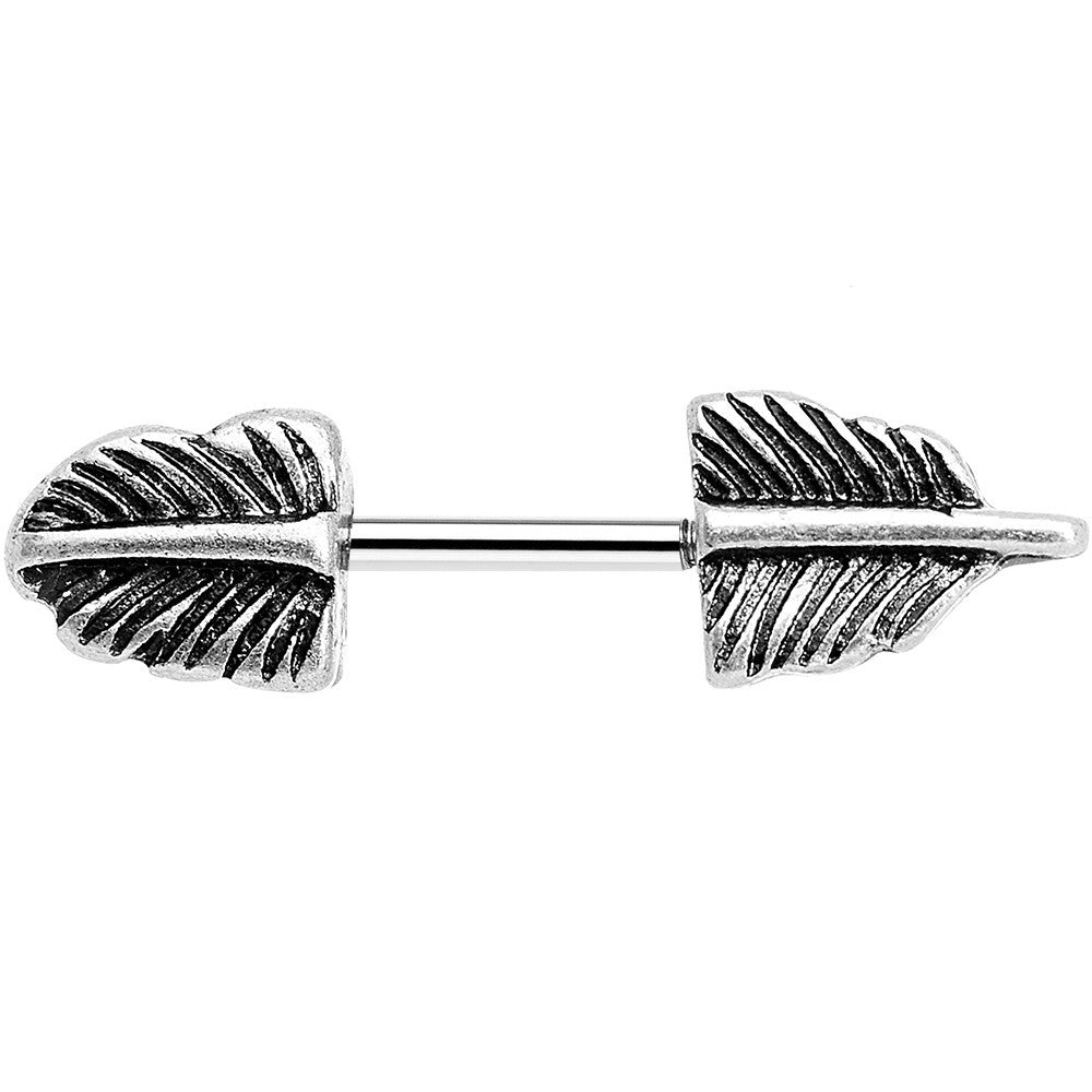 16G 1/4 Steel Peek-a-Boo Feather Barbell Cartilage Earring