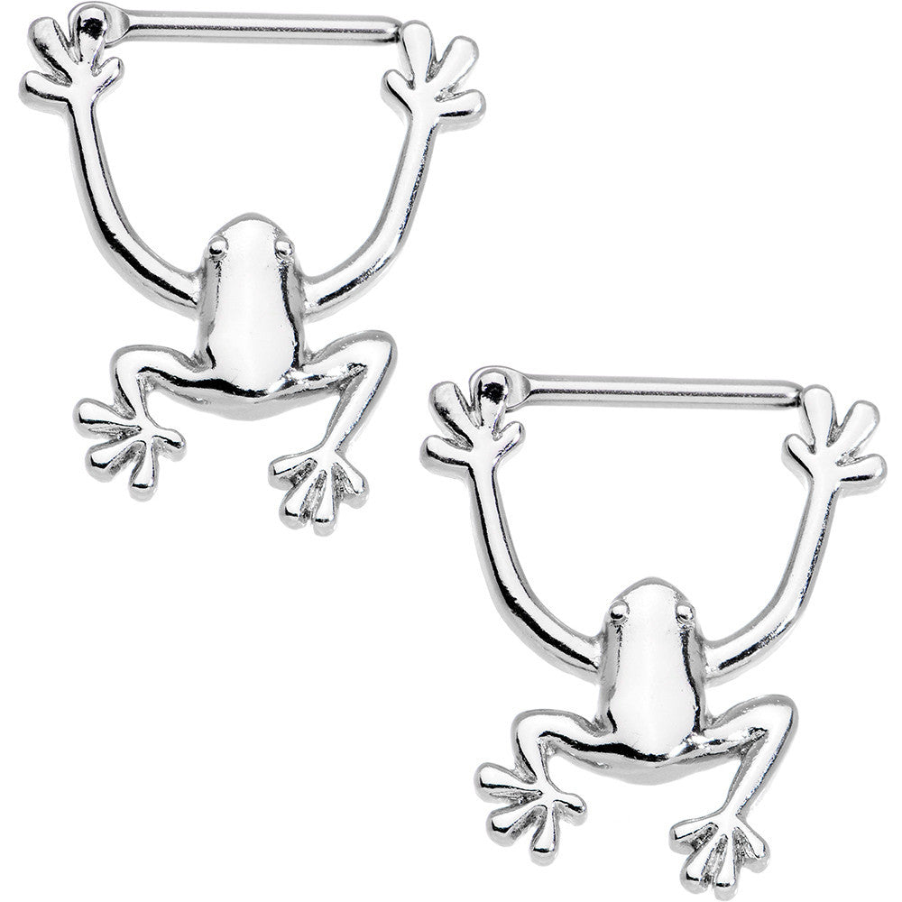 14 Gauge 1/2 Stainless Steel Hang with Me Frog Nipple Clicker Set
