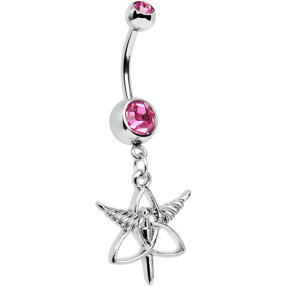 Pink Gem Heroic Heralds Staff and Trinity Dangle Belly Ring
