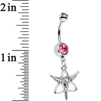 Pink Gem Heroic Heralds Staff and Trinity Dangle Belly Ring