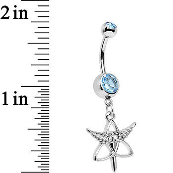 Aqua Gem Heroic Heralds Staff and Trinity Dangle Belly Ring