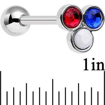 Red White and Blue Gem All American Barbell Tongue Ring