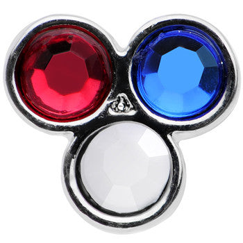 Red White and Blue Gem All American Barbell Tongue Ring