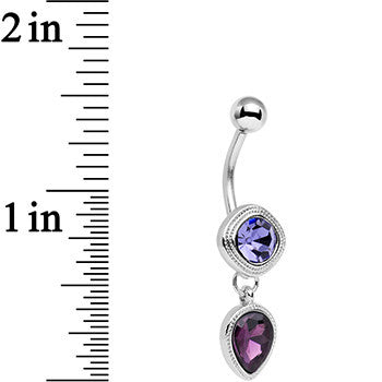 Violet Plum Purple CZ Gem Simpe Sass Dangle Belly Ring