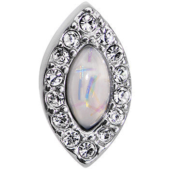 16 Gauge 1/4 White Faux Opal Clear CZ Marquis Cartilage Earring